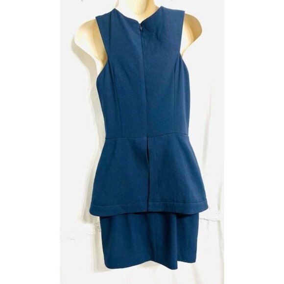 Finders Keepers Navy Blue Sleeveless Cross Front Cutout Peplum Knee Dress Size M - Picture 4 of 9